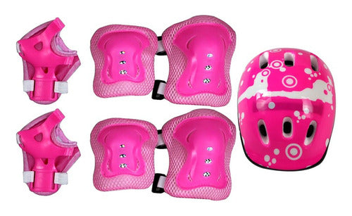 Patines 4 Rueda Ajustable Niños/niñas + Proteccion - Rebelde L Rosa