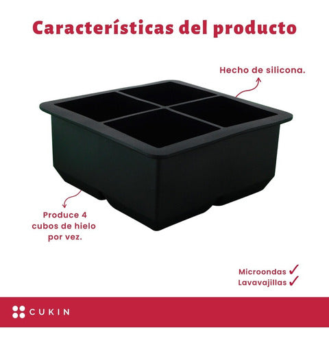 Molde De Silicona Para Cubos De Hielo 5cm - Cukin Negro