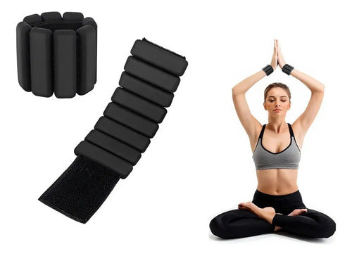 2 Muñequeras Pulsera Silicona Con Peso 450g C/u - Norplat Negro