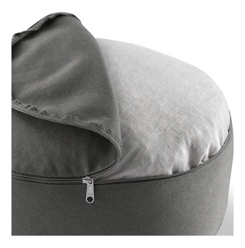 Zafú O Cojín De Meditación , Relleno De Cáscara De Arroz. Gris