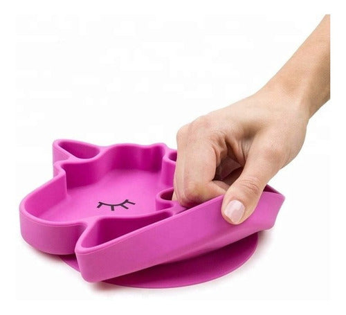 Plato Guagua Unicornio De Silicona Antideslizante Irrompible Rosa Unicornio