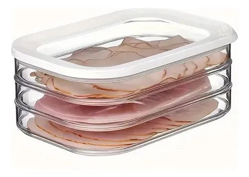 3 Contenedores Hermeticos Para Cecinas Y Queso - Norplat Blanco