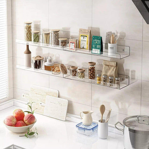 4 Repisas Estantes Flotantes Organizador Ps - Norplat Transparente