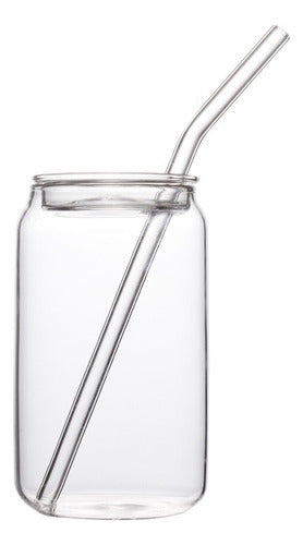 Set 4 Vasos De Vidrio Con Tapa Bambú Para Bebidas Cocteles