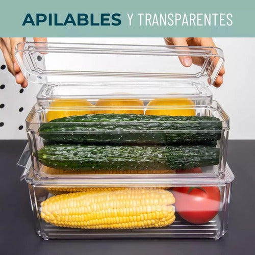 Organizador Refrigerador Set 7 Contenedores Con Tapa - Cukin Transparente