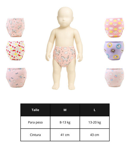 6 Calzon Entrenamiento Algodón Pull Up Reutilizable Norplat Nena M - 8 A 13kg