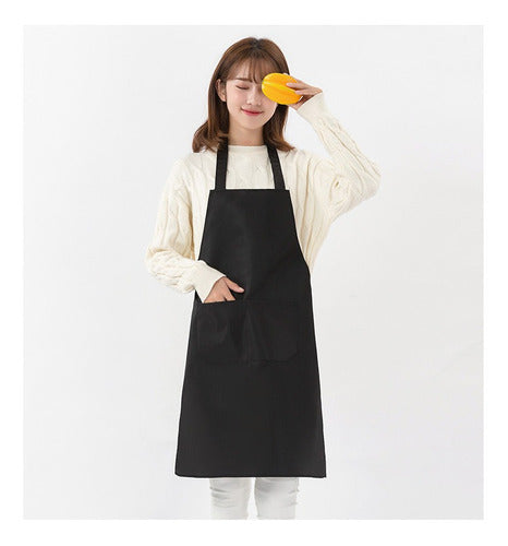 Pechera De Cocina Delantal Garzon Estilista Unisex Negro Liso