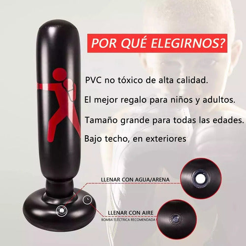 Saco De Boxeo De Pie Inflable 160cm + Bomba De Pie