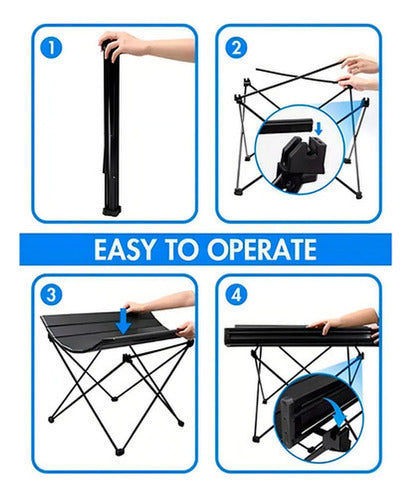 Mesa Camping Plegable Portátil Metalico Con Bolso - Norplat Negro