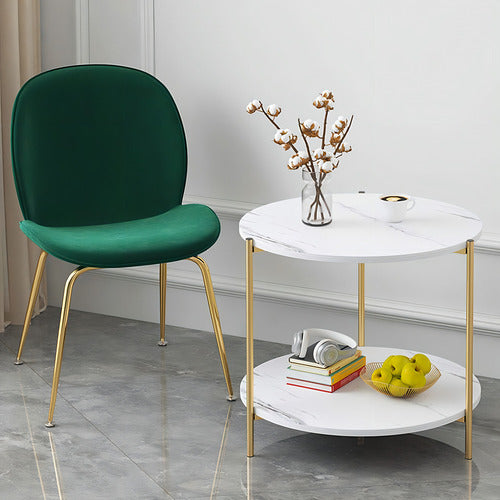 Mesa Auxiliar Redonda Decorativa Para Sala De Estar Norplat Blanco Mármol