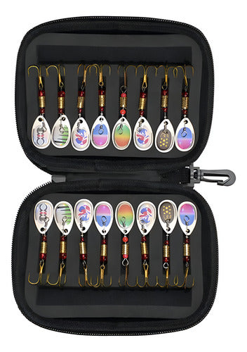 Set 16 Cucharas De Pesca Señuelos De Metal Mar Y Rio Norplat Negro