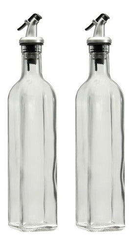 2 Botellas Vidrio 500ml Dispensador Aceitero Vinagre Norplat