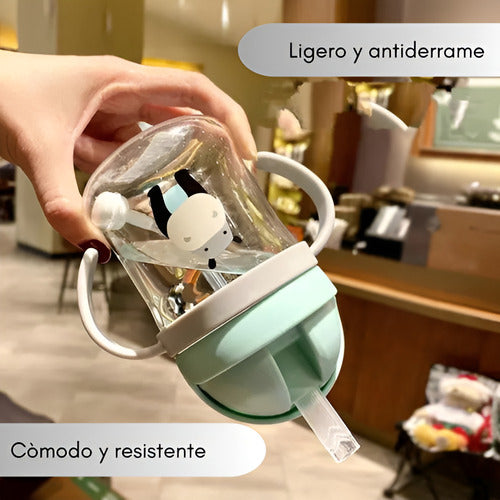 Vaso Antiderrame Norplat Para Bebe Con Bombilla 250ml 360° Celeste León