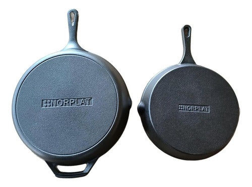 Set De 2 Sartenes Hierro Fundido 10 Y 12 Pulgadas - Norplat Negro