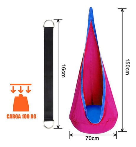 Columpio Sensorial Hamaca Colgante Niños + Cojín - Norplat Magenta