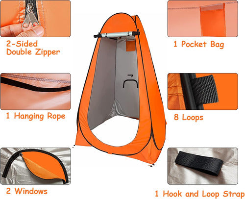 Norplat Carpa Vestidor Portatil Camping Ventana Ducha Baño Naranja