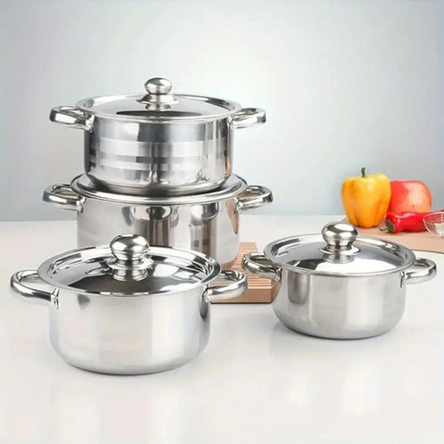 Bateria De Cocina Acero Inoxidable 4 Ollas Induccion Norplat Plateado