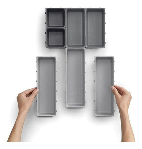 Organizador Cubiertos Servicio Cajon 7u Desmontables Norplat Gris