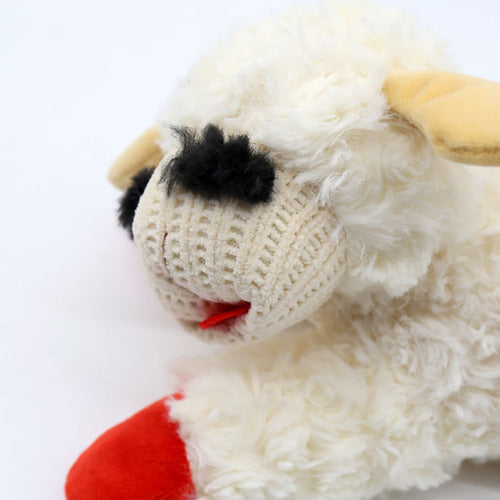 Peluche Oveja Con Texturas Y Sonido Para Mascotas Y Niños Blanco Con Patas Rojas