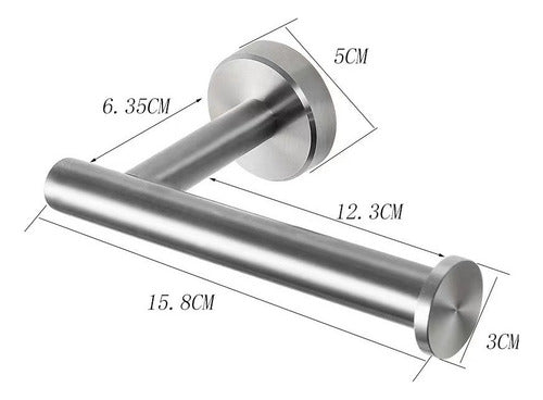 Set Baño Toalleros Porta Confort Acero Inoxidable - Norplat Plateado
