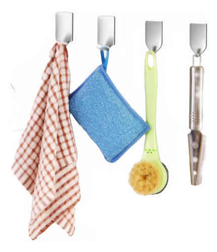 Pack De 10 Colgadores Percha Fino Baño Organizador Adhesivo Plateado
