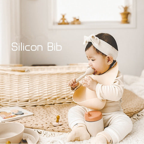 Babero De Silicona Sin Bpa Premium Resistente Agua - Norplat Beige Beige Talla Unica