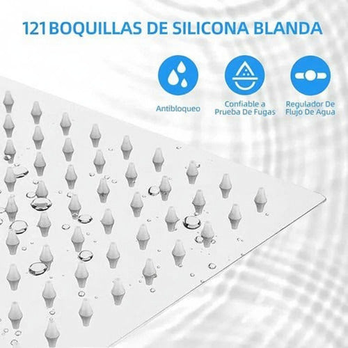 Cabezal Ducha Cuadrado 25cm 121 Boquillas Acero Inox Norplat Plateado Cromado