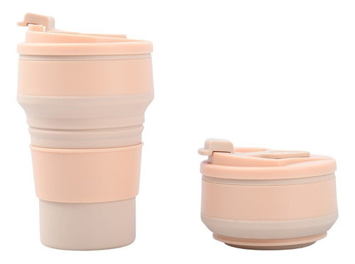 Vaso Taza Plegable Portatil Silicona Con Tapa 350ml - Cukin Rosa