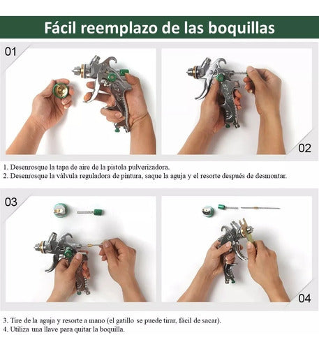 Pistola Pintar 3 Boquillas 1.4a2mm Pintura Gravedad Norplat