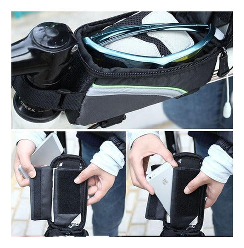 Alforja Bolso Delantero Bicicleta Porta Celular Gps Norplat Negro Y Gris