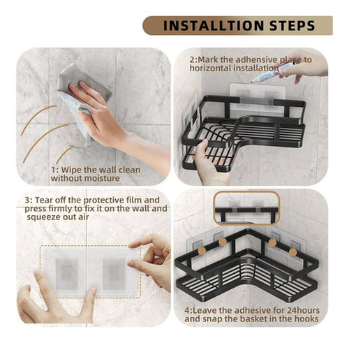 2 Organizador Esquinero Ducha Repisa Estante Baño - Norplat Negro