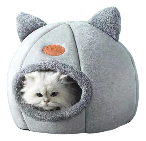 Casa Cama Plush Iglu Nido De Gatos Y Perros Xl Grande - Wuf Gris Iglú