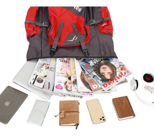 Mochila Impermeable Norplat 90l Para Camping Trekking Viajes Rojo Liso