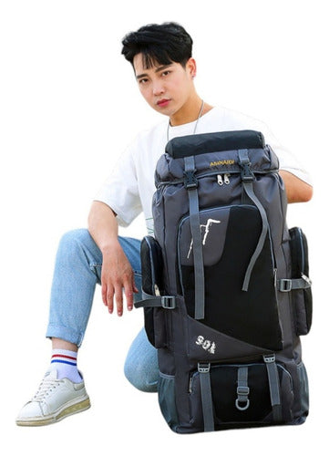 Mochila Impermeable Norplat 90l Para Camping Trekking Viajes Liso Negro