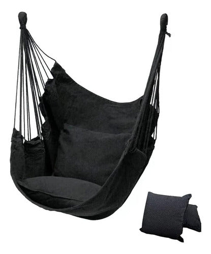 Silla Colgante Columpio Hamaca Con Almohadones - Norplat Negro
