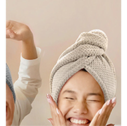 Toalla Turbante Para El Cabello Pelo De Microfibra - Norplat Beige Lisa