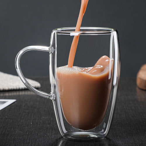 Set 4 Tazas Café Leche Te Doble Pared 350ml Caliente - Cukin