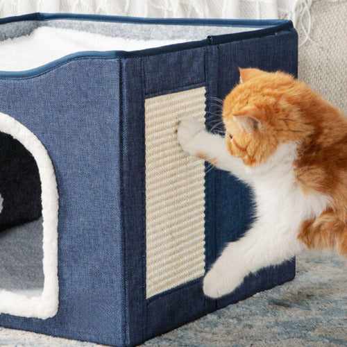 Cama Para Gatos Casa Plegable Gatos Perros Pequeños Norplat  Azul Marino