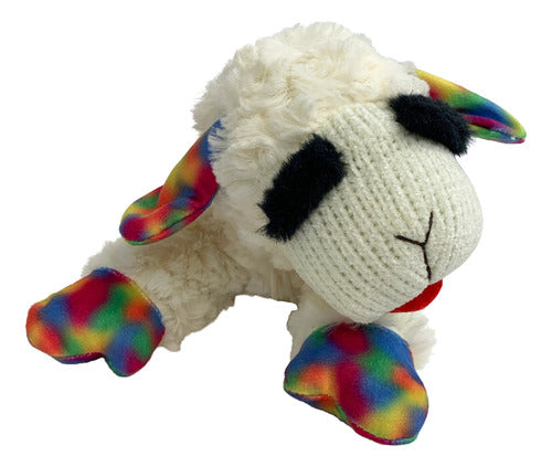 Peluche Oveja Con Texturas Y Sonido Para Mascotas Y Niños Blanco Con Patas Multicolor