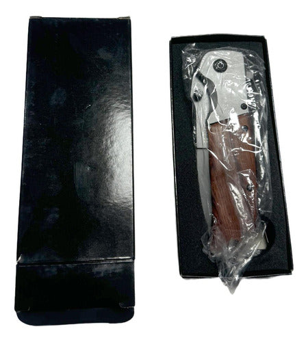 Cuchillo Automatico Norplat Navaja Retractil Mango Madera