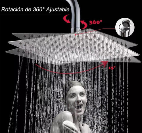 Cabezal Ducha Cuadrado 25cm 121 Boquillas Acero Inox Norplat Plateado Cromado