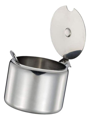 Norplat Azucarero Acero Inoxidable Con Tapa Y Cucharilla Plateado