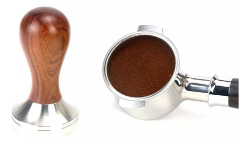 Tamper De Cafe Para Cafetera Espresso Premium Pro - Norplat Madera Oscura 51mm
