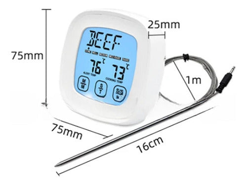 Termómetro Temporizador Digital Para Carnes Parrilla Norplat Blanco