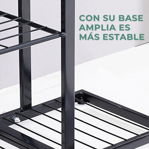 Porta Macetero Norplat 7 Macetas Estante Atril Planta Metal Negro Lisa