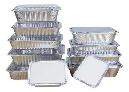 Bandeja / Envase De Aluminio 570 M C/tapa Domo (20 Unidades) Plateado