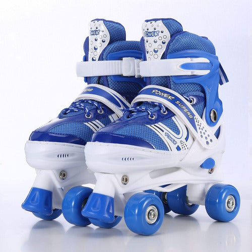 Patines 4 Rueda Ajustable Niños/niñas + Proteccion - Rebelde S Azul
