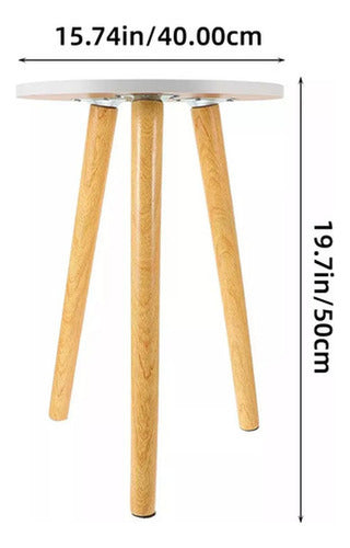 Mesa Centro Madera Norplat 50cm Redonda Minimalista Nordica - Blanco