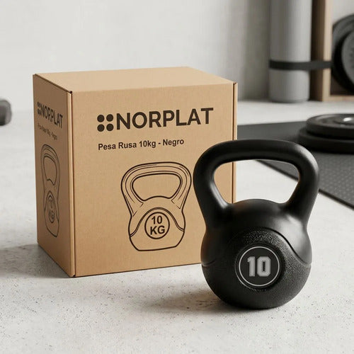 Pesa Rusa Norplat Kettlebell 10kg - Entrenamiento Fitness Negro