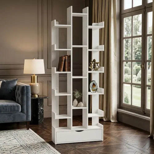 Estante Librero Norplat Madera - Estantería Niveles Y Cajón Blanco